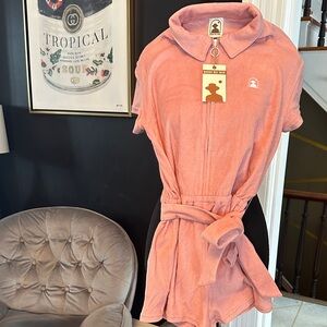 Pink resort terry Short-Sleeve Jumpsuit NWT medium